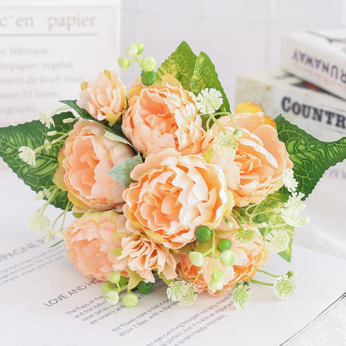 Artificial silk peony and hydrangea bouquet for wedding and home decoration - vue 26 sur 40
