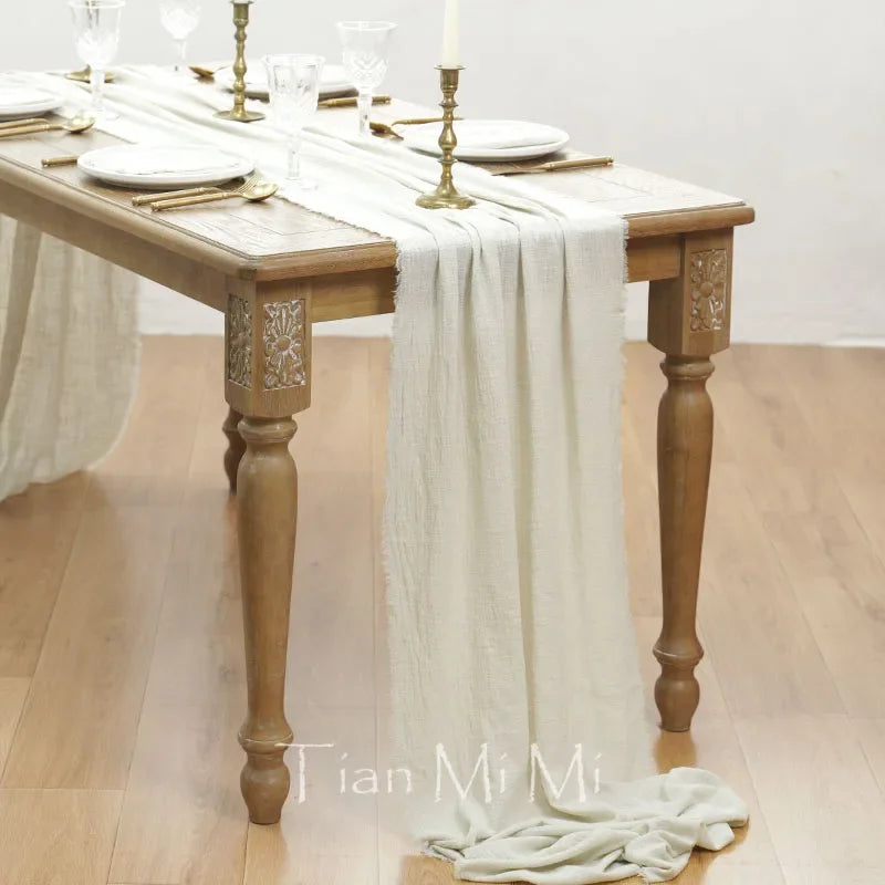 Vintage cotton gauze table runner for weddings and decoration