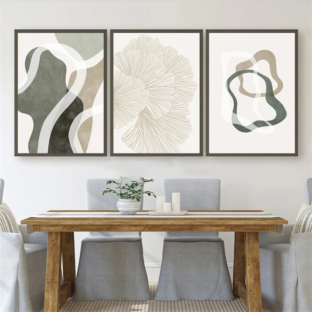 abstract ginkgo print on canvas for wall decoration