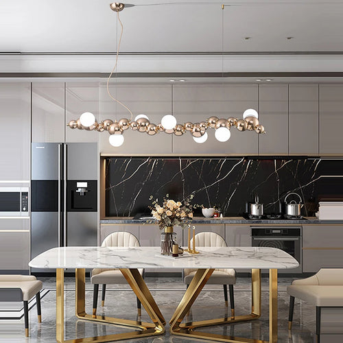 Art deco gold chrome LED pendant light for elegant interiors - vue 6 sur 16