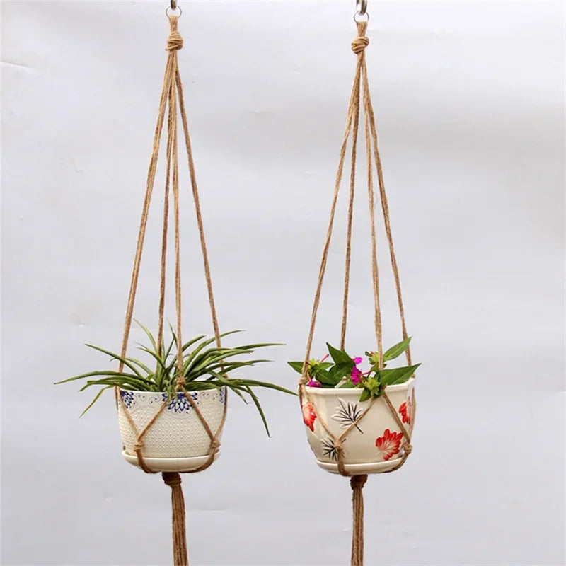 hemp rope hanging basket for decorative plants
