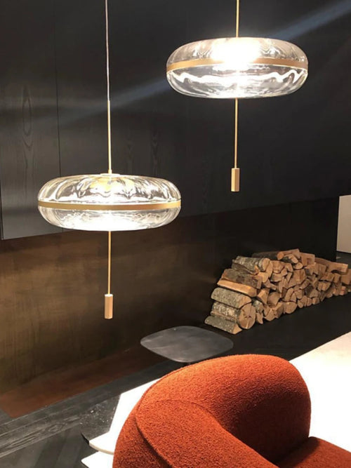 Nordic design circular glass chandelier for bars and restaurants - vue 3 sur 7