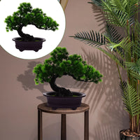 Artificial bonsai pine ornaments for indoor and outdoor decor
