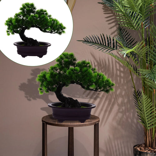 Artificial bonsai pine ornaments for indoor and outdoor decor
