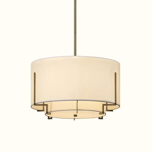 Round Chinese fabric chandelier, retro style for elegant interiors - vue 3 sur 9