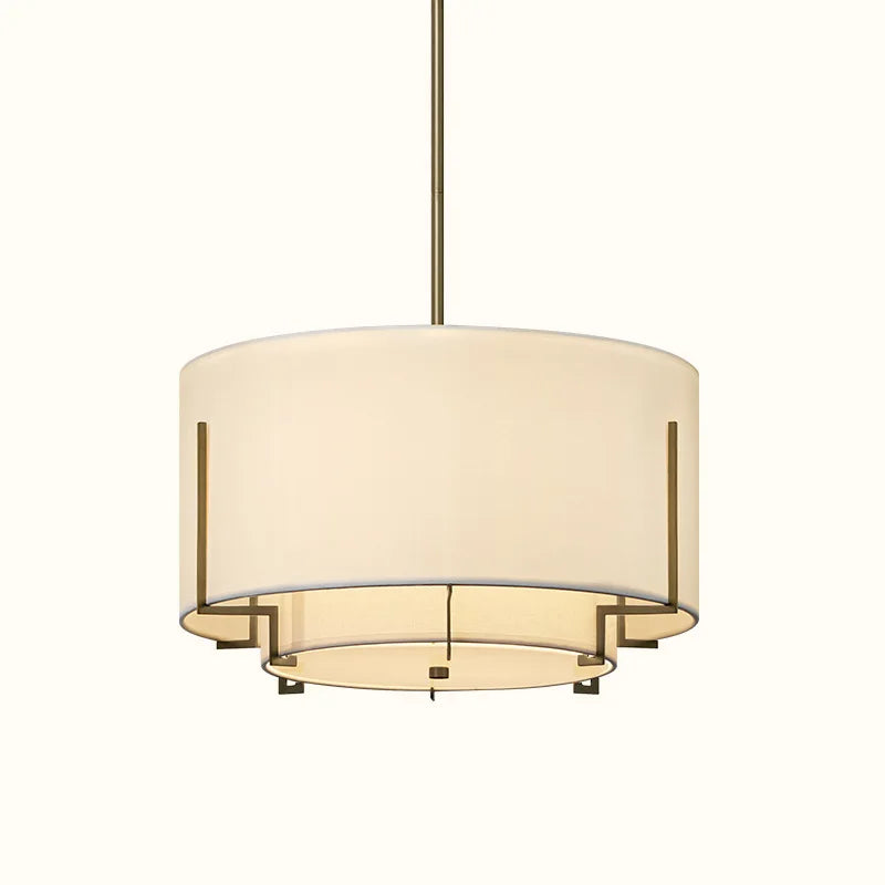 Round Chinese fabric chandelier, retro style for elegant interiors - vue 3 sur 9
