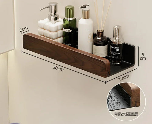 walnut wall shelf for storage and towel rack - vue 11 sur 10