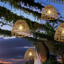 Woven rattan solar pendant light for outdoor decorative use