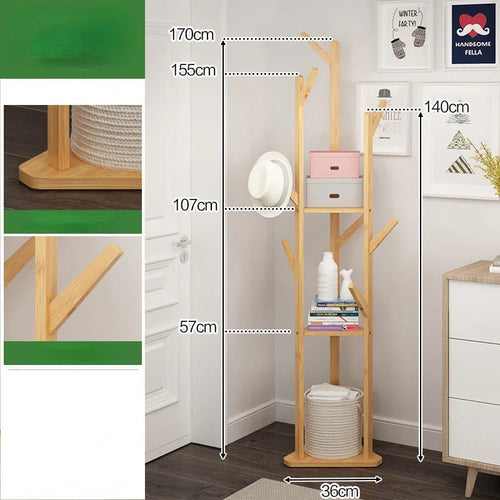 multifunctional bamboo coat rack for modern clothes - vue 7 sur 15