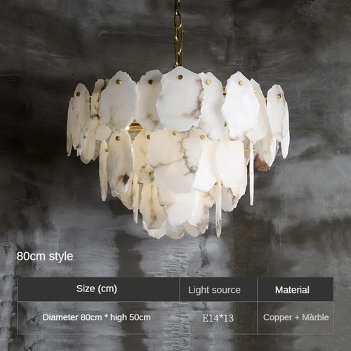 Natural marble and copper chandelier for elegant interior decoration