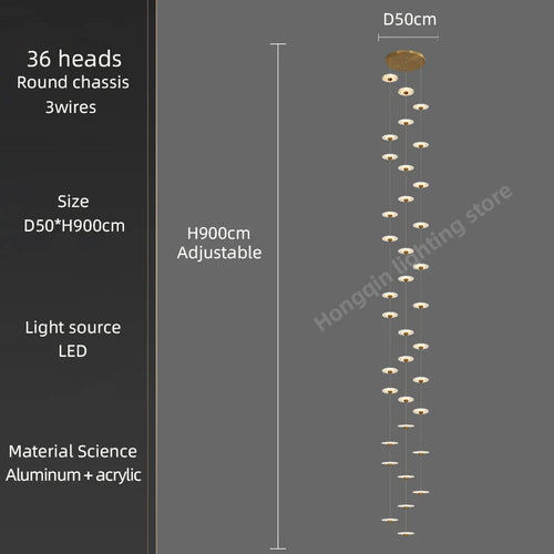Modern LED chandelier for elegant indoor lighting - vue 25 sur 26