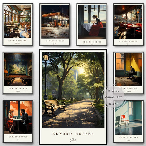 Edward Hopper Classic Art Library Modern Wall Decor - vue 3 sur 7