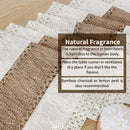 Boho beige geometric table runner with tassels