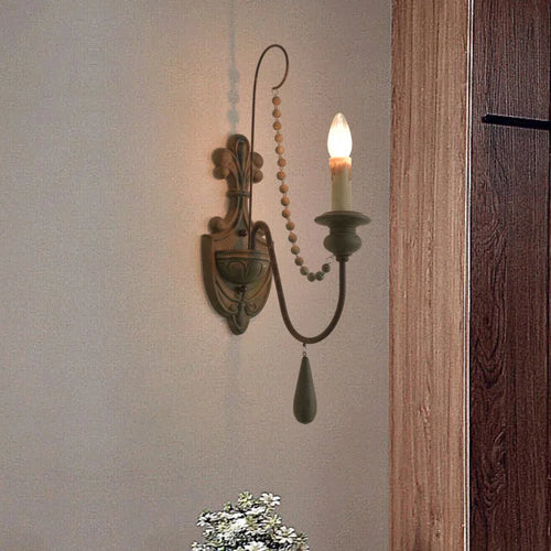 Decorative retro wooden wall light in American country style - vue 4 sur 10