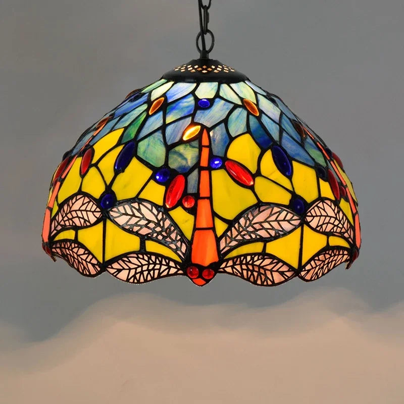 Lustre en verre coloré Tiffany rétro européen - vue 11 sur 29