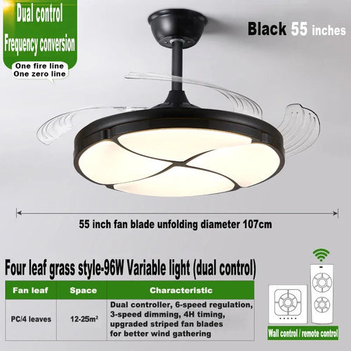 Modern silent ceiling light with integrated fan - vue 9 sur 12