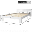 EU STOCK Wooden bed Double bed, headboard, slatted grille -200 x 140cm solid wood FSC Solid wood double bed