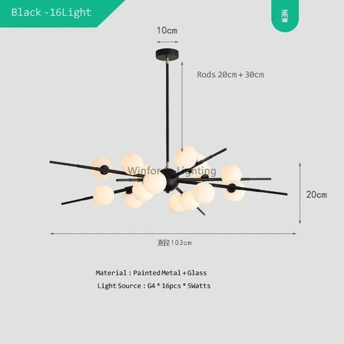 lustre bauhaus design boule de verre pour éclairage moderne - vue 11 sur 10