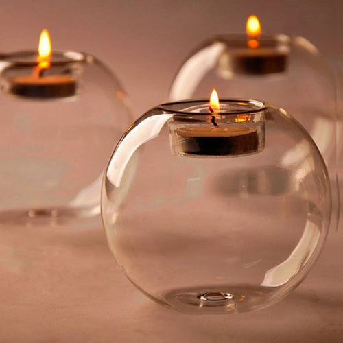 Round glass candle holder for festive and event decorations - vue 2 sur 8