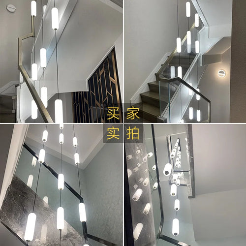 Nordic LED chandelier for staircase, duplex and penthouse villa - vue 5 sur 21