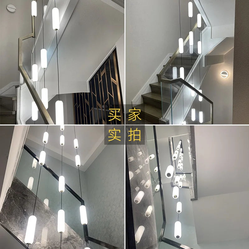 Nordic LED chandelier for staircase, duplex and penthouse villa - vue 4 sur 21