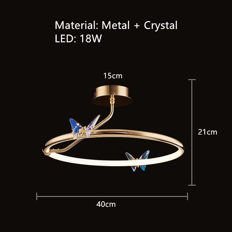 Gold ring LED butterfly light for hotel, boutique, office, restaurant - vue 15 sur 20