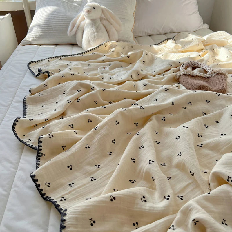 Lightweight summer cotton crepe plaid throw with checkered pattern for children