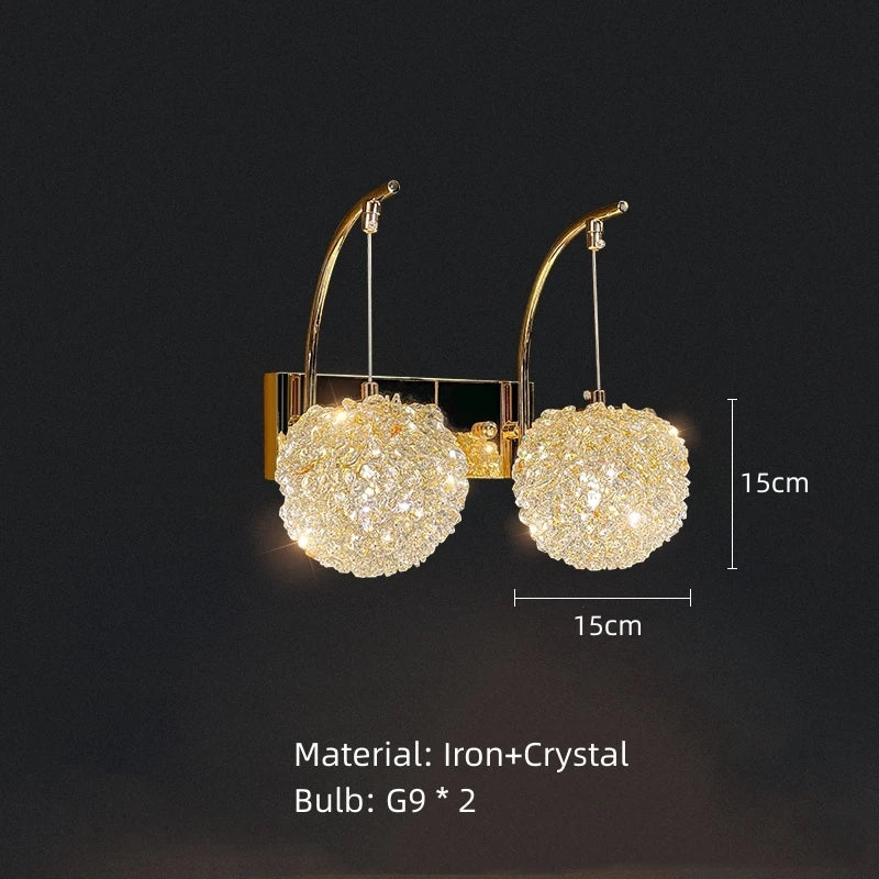 Elegant crystal and gold metal wall light for modern interiors