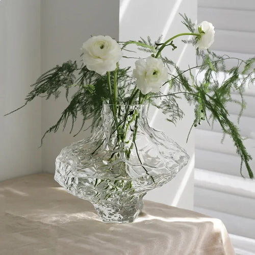 glass vase with decorative stones for flowers and terrarium - vue 3 sur 10
