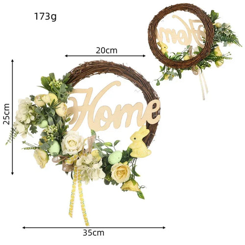Decorative Easter wreath with bunny and hanging eggs - vue 12 sur 12