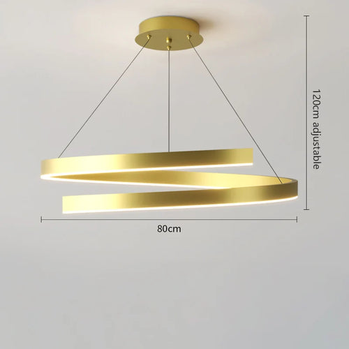 Modern single ring gold iron chandelier with indoor LED lighting - vue 12 sur 15