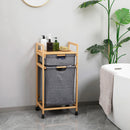 HOMCOM bamboo laundry hamper 2 removable cloth bags 42x35x84.5 cm