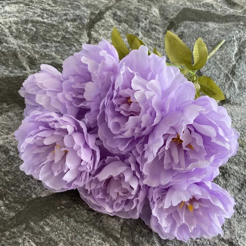 Bouquet of seven silk peonies for home and wedding decoration