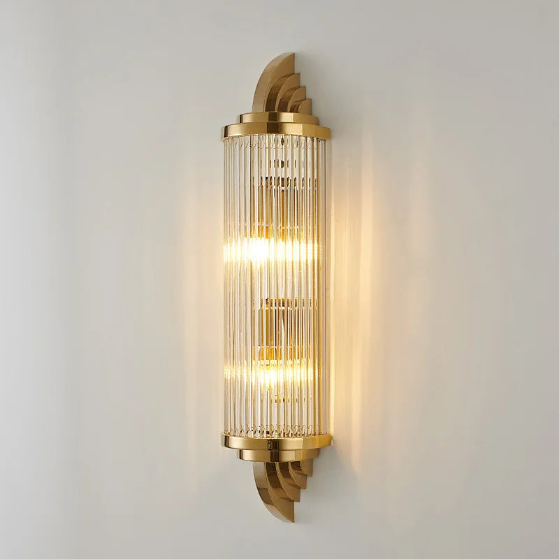 Designer wall light in stainless steel and crystal for creative lighting
