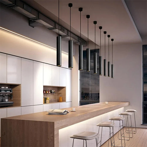 Modern cylindrical pendant light for Nordic interior decor - vue 5 sur 12