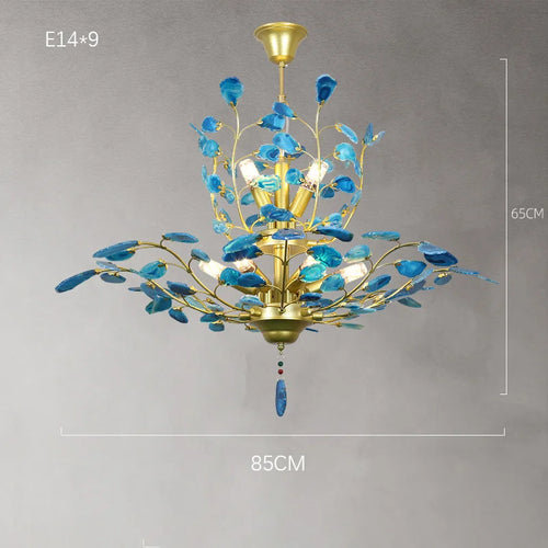 Natural agate LED chandelier ideal for romantic décor - vue 10 sur 15