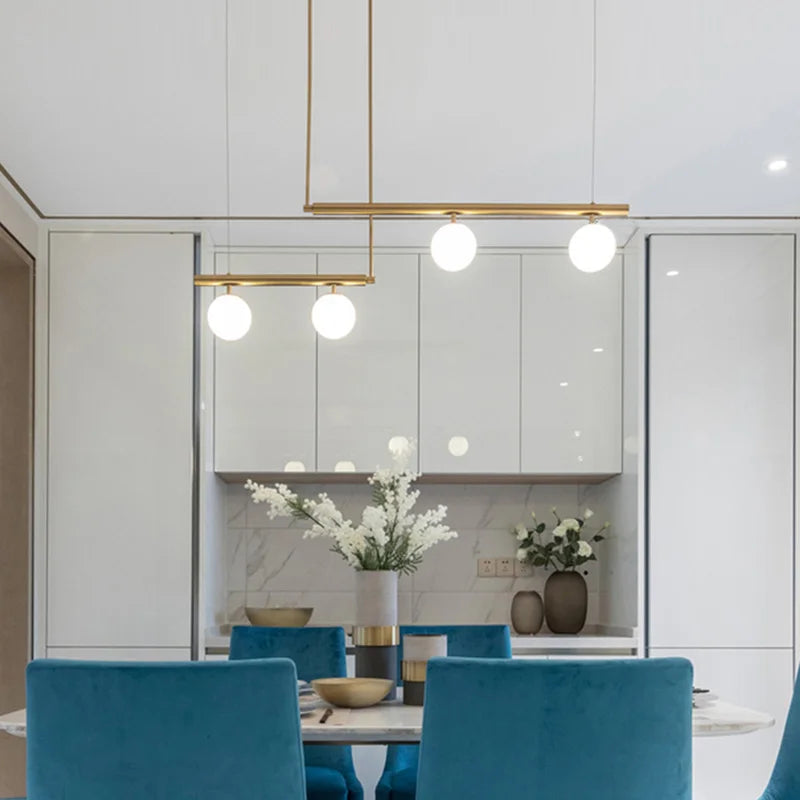 Modern designer chandelier with nordic glass shade for bar or living room - vue 3 sur 12