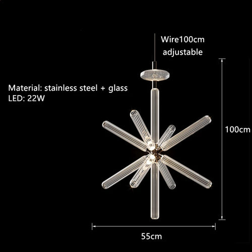 Adjustable nordic clear glass light tube pendant - vue 13 sur 20