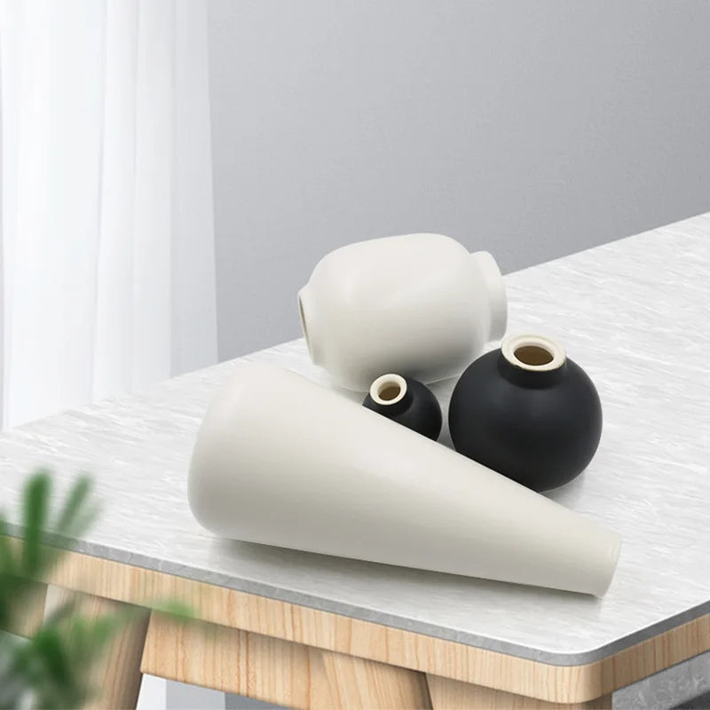 Nordic glazed ceramic vase modern geometric decoration