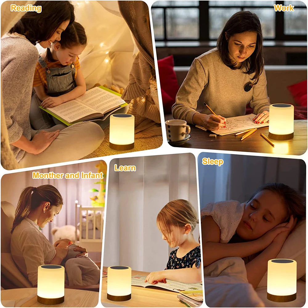 Touch LED table lamp with RGB, portable bedside light with touch sensor for children's gifts - vue 10 sur 10