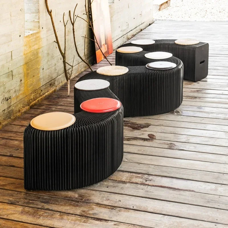 Creative and Environmentally Friendly Folding Retractable Low Stool, Fashionable Bench, Home and Restaurant, Paper Folding Chair - vue 17 sur 22