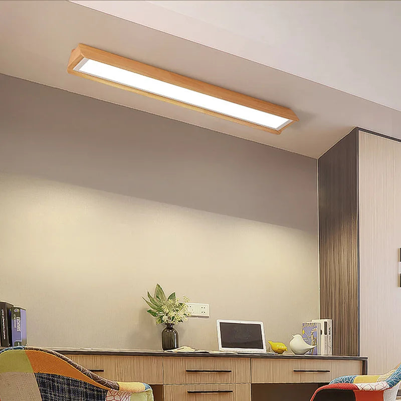 Simple nordic wood office chandelier for shops - vue 5 sur 12