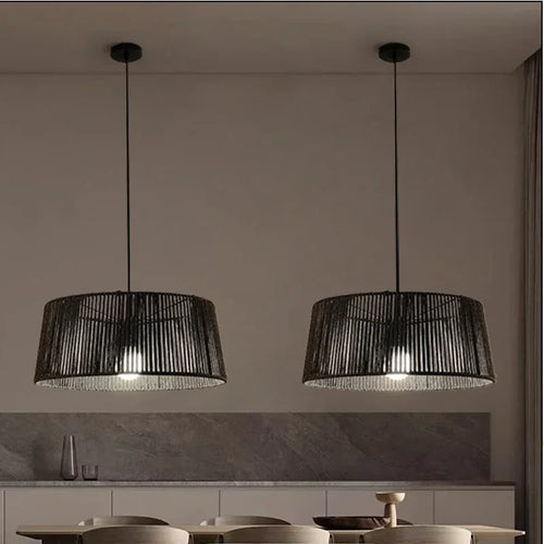 Nordic Sandyha woven rope LED pendant light for home decoration - vue 3 sur 12