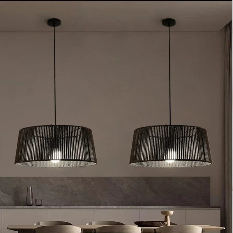 Nordic Sandyha woven rope LED pendant light for home decoration - vue 3 sur 12