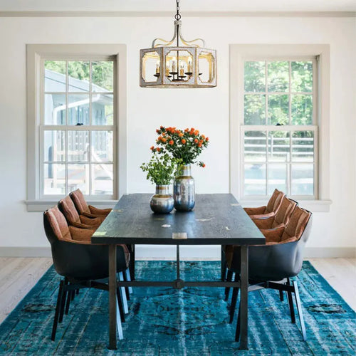 American retro solid wood chandelier for vintage villa - vue 4 sur 7