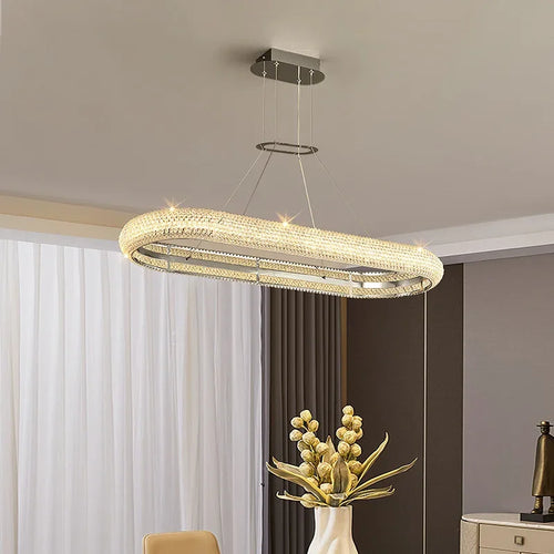 Modern chrome and crystal chandelier for interior decoration - vue 6 sur 12