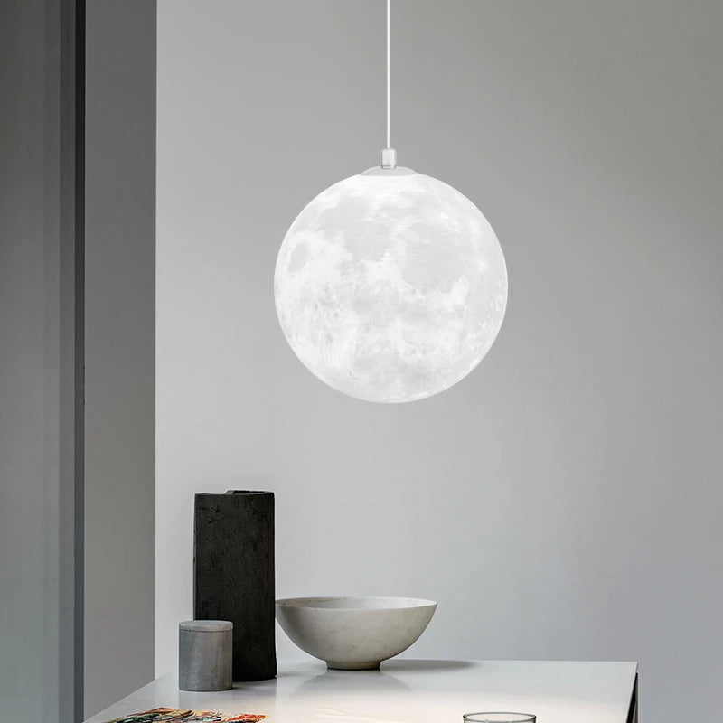 Personalised nordic 3D moon pendant light for children - vue 3 sur 11