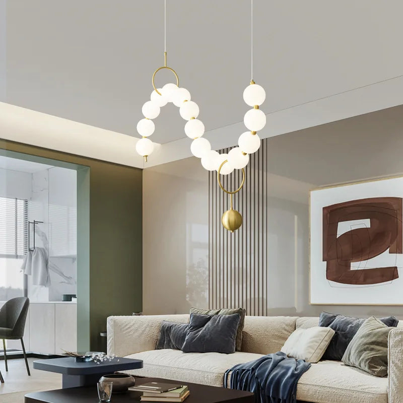 White acrylic chandelier with pearls