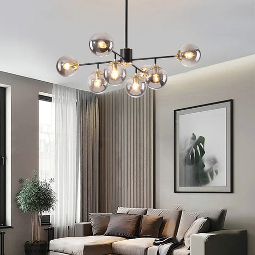 Sandyha modern luxury molecular glass LED chandelier - vue 3 sur 9