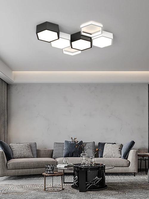 Honeycomb design ceiling light for creative interiors - vue 5 sur 18